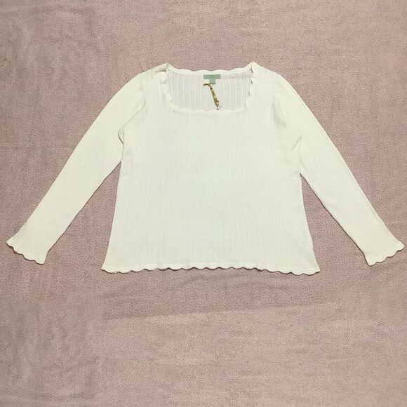 NWOT Rye Grass Cream Cottagecore Coquette Clean Girl Minimalist Blouse Size 1X - Picture 2 of 11